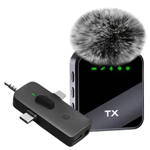Wireless Lavalier Microphone for iPhone iPad Type C, Noise Reduction Microphone,Plug and Play,Portable USB Microphone,Audio,Ideal for Vlog Video Recording , Interview and Tiktok Content Creator