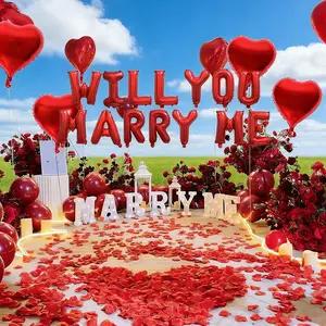 Valentine's Day Heart Balloon Set, Heart Shaped Balloons, Will You Marry Me Proposal Decor, Letter Balloons, Wedding Atmosphere Decoration Kit