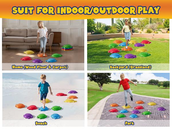 Stepping Stones for Kids, 8/12PCS Non-Slip Balance Steps Stones for Toddler 1-3, Obstacle Courses Sensory Toys, Coordination Game Gift for Boys Girls Indoor Outdoor Play Ages 3-5