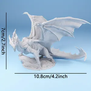 3D Printed Unpainted Dragon Miniature Figurine for DND & Tabletop RPG - Highly Detailed Plastic Collectible with Dynamic Pose, No Electricity Needed, Perfect for Home Decor & Game Accessories, Fantasy Miniatures, Fantasy Aesthetic, Intricat