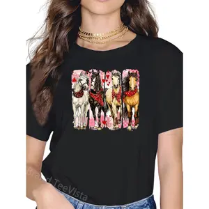 100% Cotton Western Horse Valentine Funny Western Valentines Day Cowboy T-Shirt