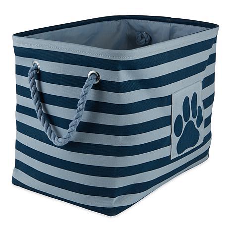 Design Imports Polyester Rectangle Stripe Paw Patch Pet Bin Large