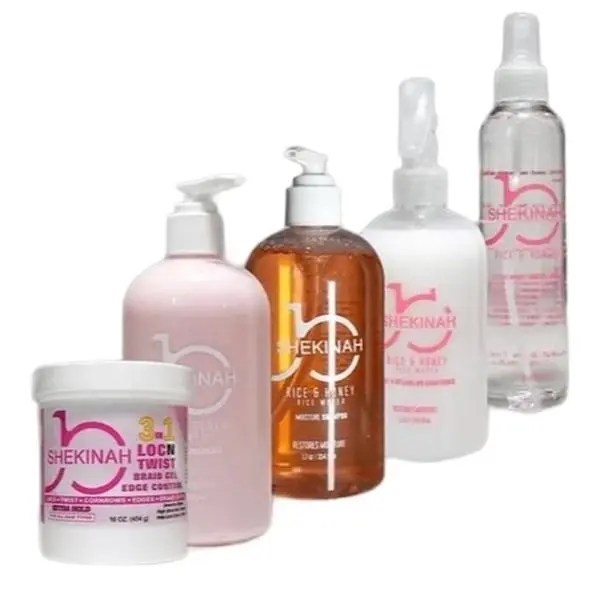 Shekinahjo Hair Products - Rice & Honey Moisture Shampoo Conditioner 3 in 1 Loc Twist Braid Gel Finishing Gloss Spray Leave In Conditioner for Hair Growth & Breakage Control