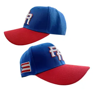 PuertoRico Flag Street Cap Navy Blue & Red Adjustable Hat with USA Patch and Embroidered Logo for Patriotic Wear Unisex Adjustable sports duckbill cap