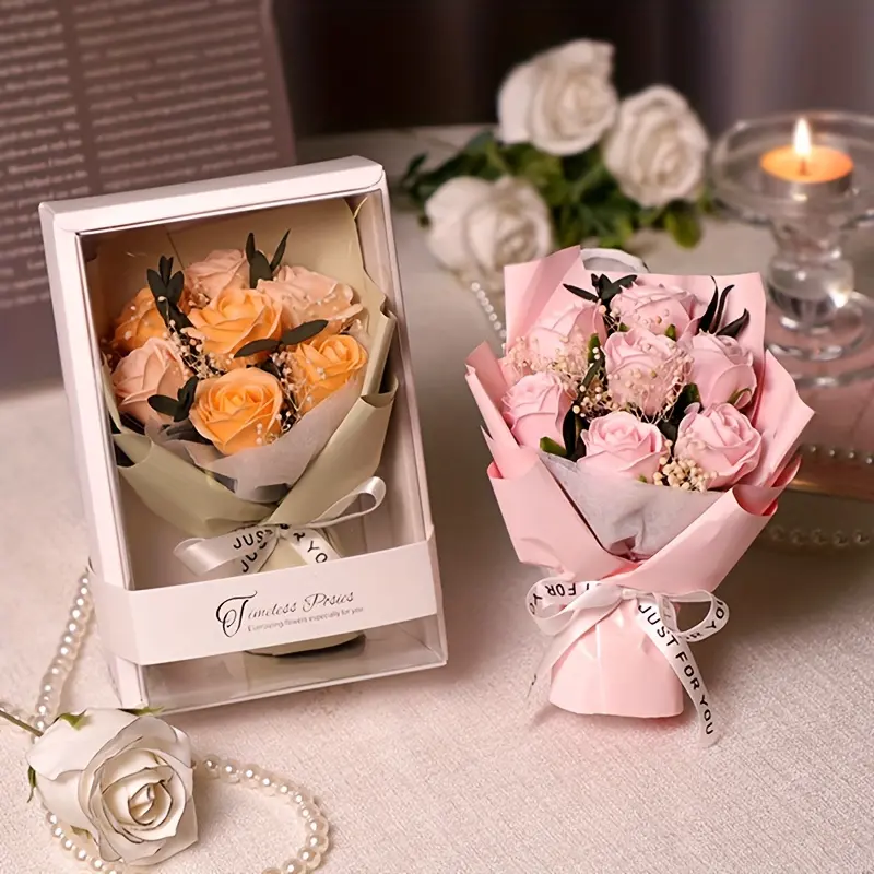 Artificial Soap Rose Bouquet Flowers Elegant Design for Weddings Home Decor Romantic Gifts Mother's Day Present