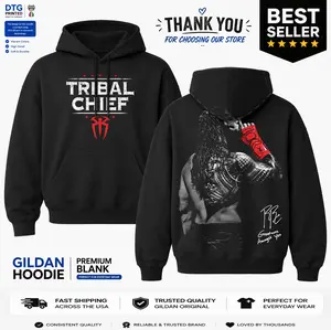 Menswear Tribal Chief Wrestling Graphic DTG Printed Pullover Hoodie Heavy Blend Streetwear Sweatshirt