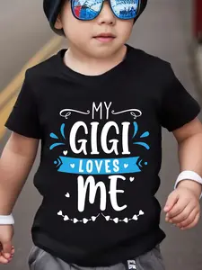 Toddler Kids "My GIGI Loves Me" Short Sleeve T-Shirt - Cute Family Love Graphic Tee for Boys & Girls, Soft Cotton Casual Top