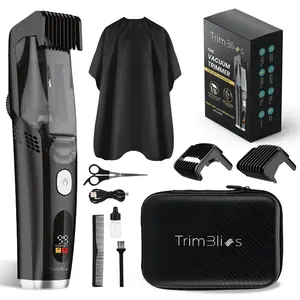 Vacuum Beard Trimmer for Men - Rechargeable, IPX6 Water-Resistant, Titanium-Coated Blades, Adjustable Guard | Complete Kit for Home & Travel