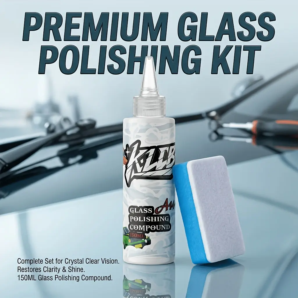 Glass Compound Cleaner -Automotive Detailing Cleaner for Polishing,Restoring Car Glass, Windshield Cleaner Polishesby Removing Water Spots, Road Oils, Haze, WiperMarks, Coatings