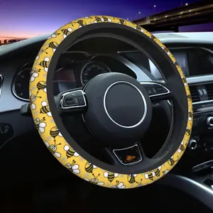Cute Cartoon Bee Pattern Car Steering Wheel Cover, Soft & Durable Non-slip Car Steering Wheel Protector, Universal Car Interior Decoration Accessories