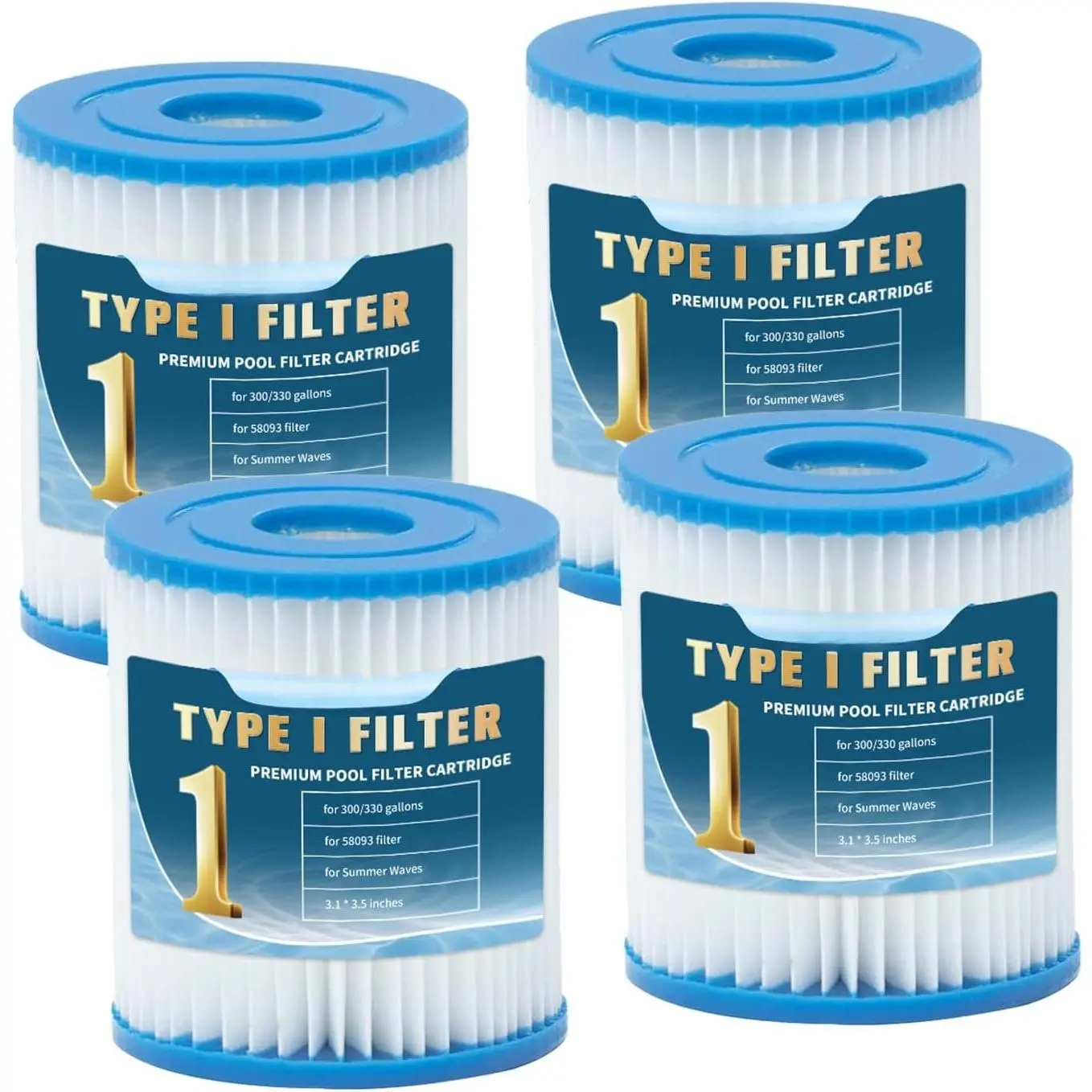 Type I Filter  for Pools, Filters  for 58093,for ,for 300/330 Gal/H Filter Pumps (4 Pack)