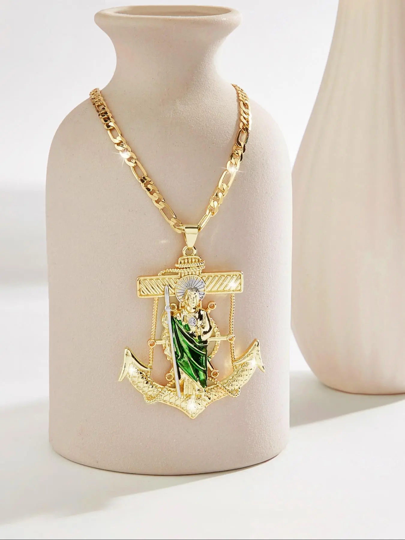 Elegant Pendant Necklace for Men, Fashion Jewelry for Party, Daily Clothing Decor, Trendy All-match & Exquisite Jewelry for Birthday Gift, Cuban Link Chain, Cuban Link Design, Cuban Cross Necklace, Faith Necklace, Cuban Style Necklace, Chunky Necklace
