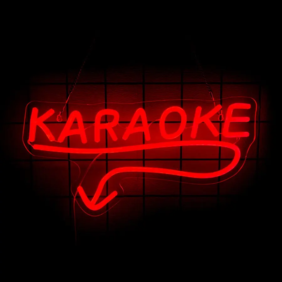 Karaoke Neon Sign for Music Bar,Pub,Club,Karaoke Stor Wall Art Decor,Light Up Your Space,Red Color,5V USB Power Supply