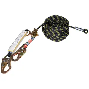 VEVOR Vertical Lifeline Assembly 0.55'' x 100' Fall Protection Rope 30 KN Tension Polyester with Steel Hooks & Rope Grab ANSI Compliant Safety Gear
