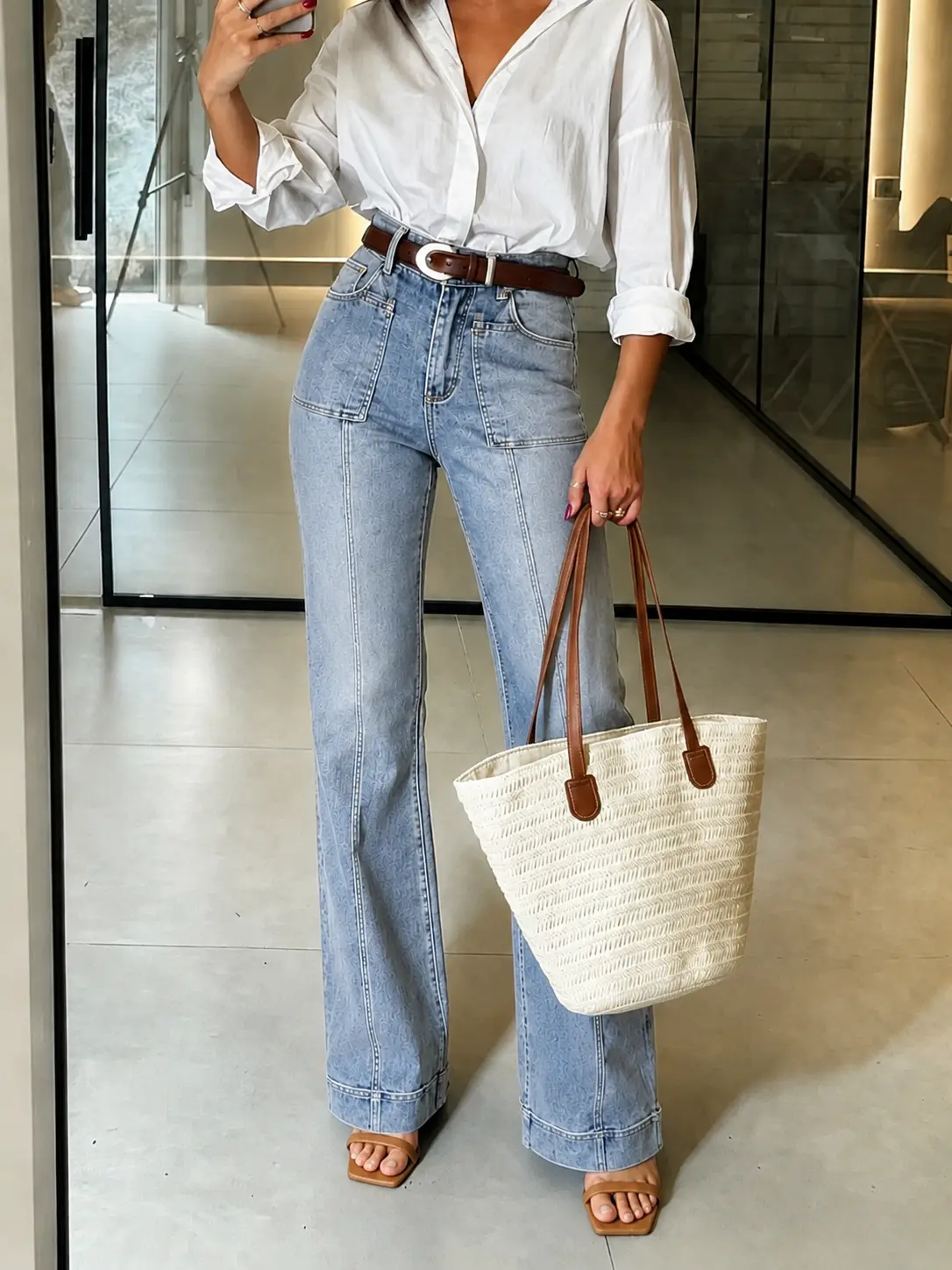 Women's Britt Mid Waist Curvy Fit Bootcut Jeans Y2K Vintage Straight Denim Pants Casual Trousers