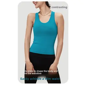 Shockproof sports vest with chest pads, suitable for outerwear, beautiful back yoga top, fitness clothing