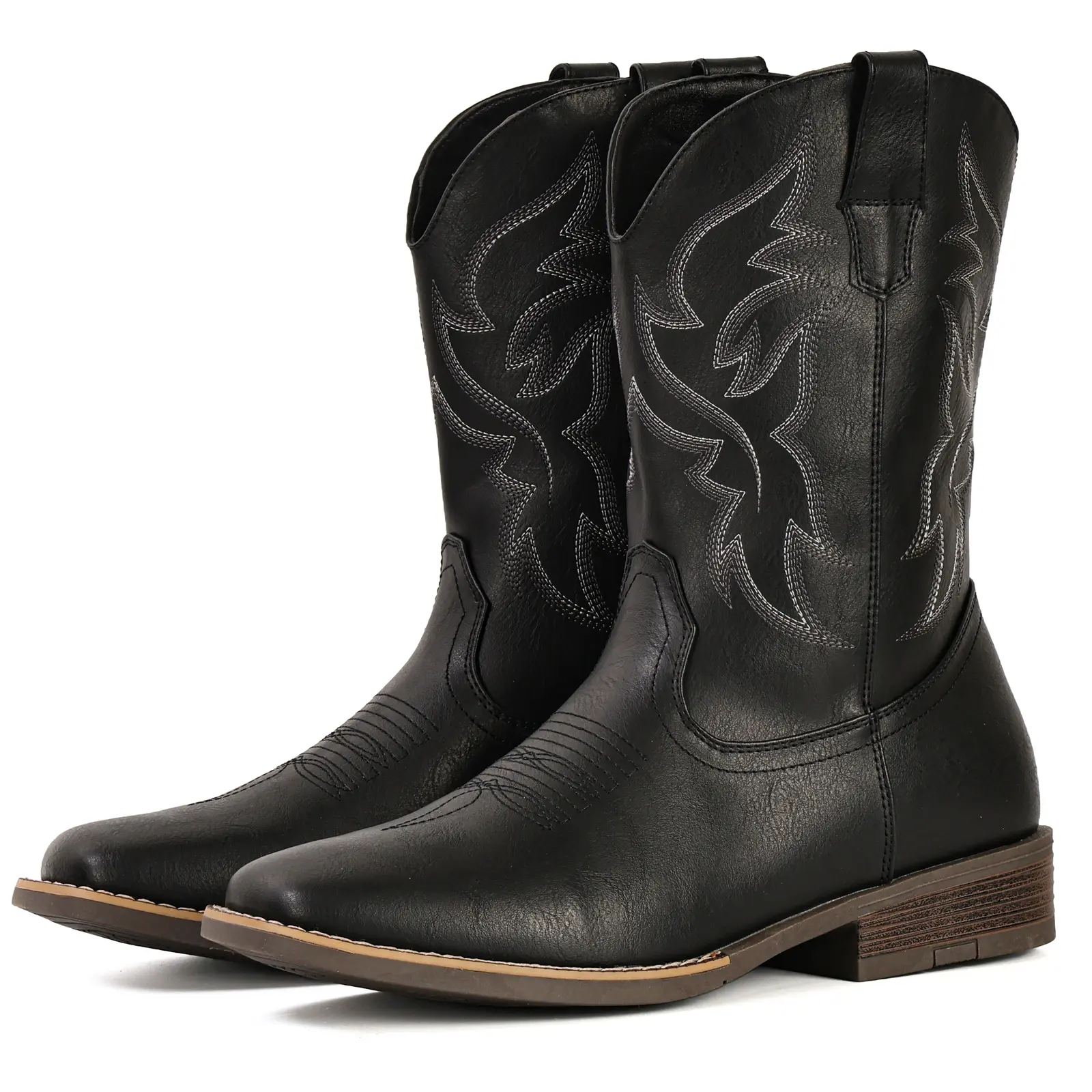 Men\'s Black Western Cowboy Retro Classic Embroidered Pull On Durable Boots Cowboy Boots For Men with Wide Square Toe Western Retro Boot  main image 2