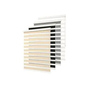 Zebra Blinds for Windows 21" W x 72" H Light Brown Corded Dual Layer Light Filtering Privacy Shades Light Control Protecting Privacy for Home