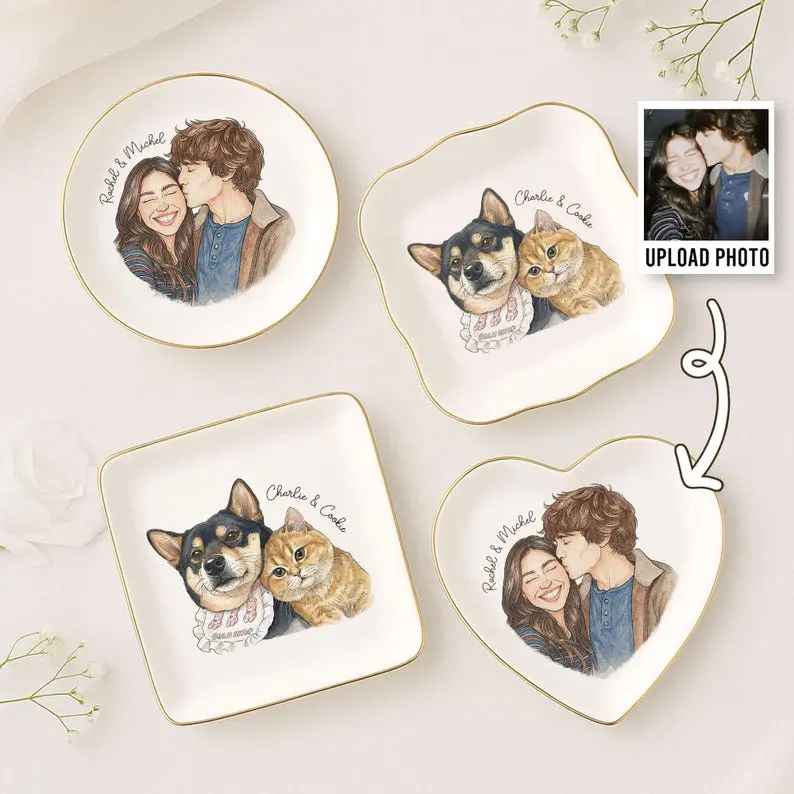 Custom Photo Ornament – Personalized Watercolor Portrait Keepsake for Family, Couple or Friends