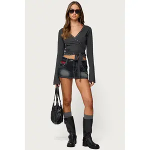 Jakari Contrast Stitch Denim Mini Skort