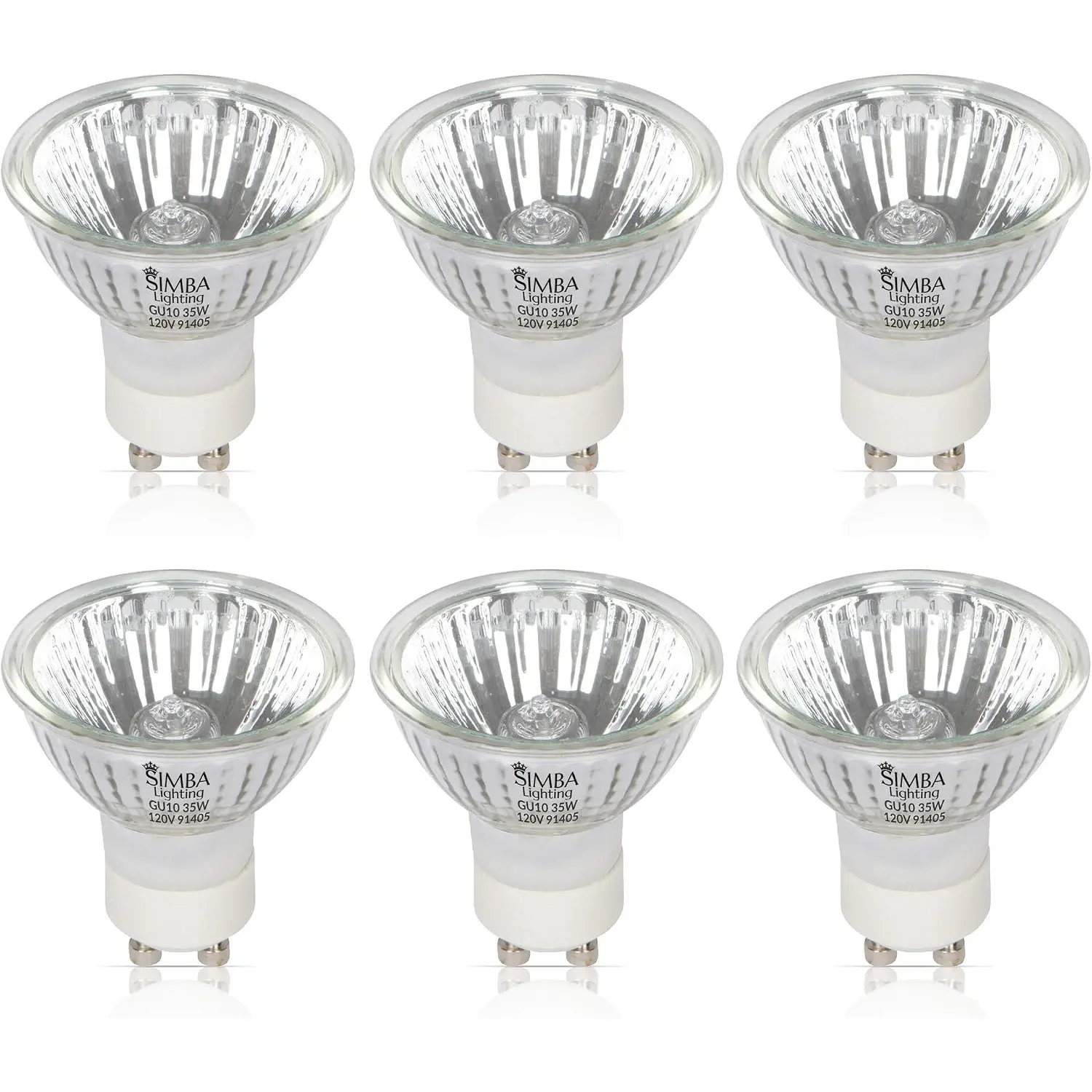 Halogen GU10 35W Spotlight 120V MR16, Glass Cover, 6 Pack