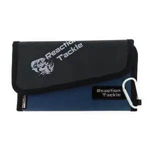 Reaction Tackle Small Bait Binder with 6 Clear Plastic Sleeves and 2 Zipper Pouches for Soft Baits and Other Tackle