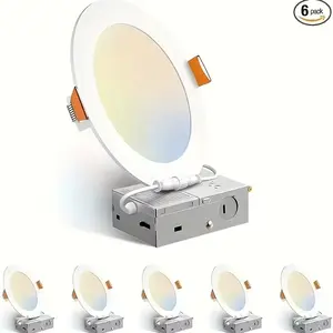 2PCS / 6PCS 6-inch LED Recessed Ceiling Lights 5 Color Temperatures | 1050 lm High Brightness | Dimmable Ultra-Slim Body with Built-in Junction Box 120V Universal for Kitchens Hallways and Dining Rooms — Worry-Free Stylish and Cost-Effective Best Sellers