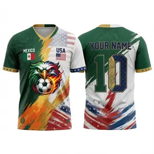 Custom Half USA Half Mexico Soccer Jersey, Personalized Name Number Binational Football Shirt, Split Mexico USA Game Day Jersey
