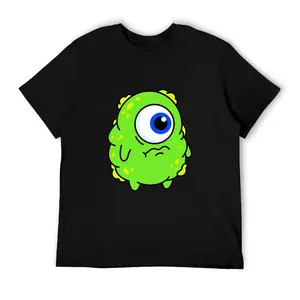 Unisex 100% Premium Cotton Breathable Streetwear 1-Eyed Green Monster Graphic Tee Funny Cartoon Blob Aesthetic Lime Green Tired Blue Eye Top S to 5XL