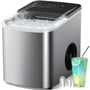 38lbs Per Day Countertop Ice Makers, 9 Ice Cubes in 3.5 Minutes, Self-Cleaning Ice Machine with 2 Bullet Sizes for Kitchen, Camping, RV, Parties