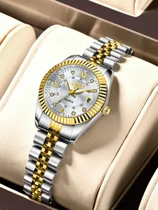 Women's Elegant Fashion Round Dial Quartz Watch, Fashion Watch for Party, Daily Clothing Decor, Trendy All-match & Exquisite Watch for Birthday Gift with Box, Modern Fashionable Wristwatch, High End Watch