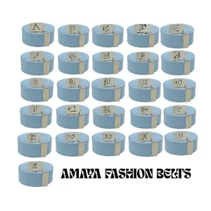 Baby Blue Old English Buckle with belt/ Canvas belts/ Adjustable belts/ Men and Women belts