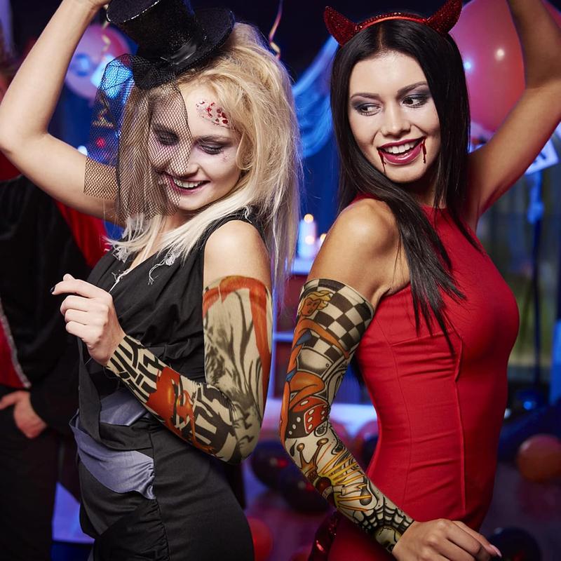 Tattoo Sleeves for Men 6Pcs Arm Sleeves Fake Tattoos Sun Protection Covers Temporary Tattoos for Halloween Unisex Stretchable Comfortable