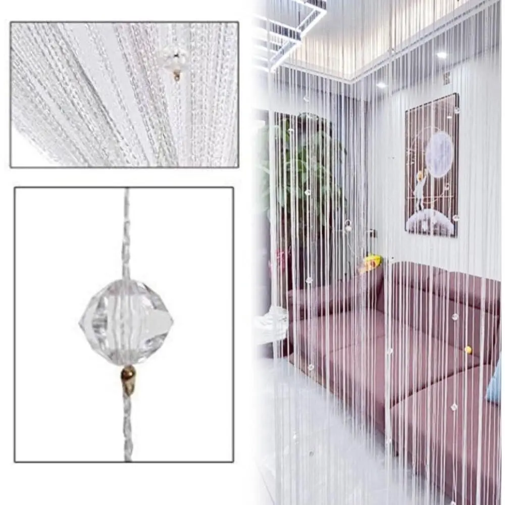 Decorative Door String Curtain Beads Wall Panel Fringe Window Divider Blind for Wedding Coffee House Restaurant Parts  Tassel Screen Home Decoration(White)