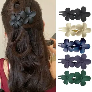 5Pcs Flower Flat Hair Clips, Stylish Lay Flat Claw Clips for Women Girls, Non-slip Strong Hold Claw Clips, Matte Flower Hair Clips for All Hair Types Wedding Prom Party Hair Decorations