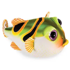 Real Planet™ Green Puffer Fish Realistic Plush Stuffed Animal