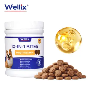 Wellix 260-Bites Dog 10-IN-1 Vitamins Chewable Multivitamin Supplement for Skin Coat Mobility Joints Immunity & Health All Sizes Dogs