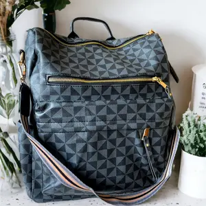 Piper Backpack in Brown, Gray, Navy Windmill