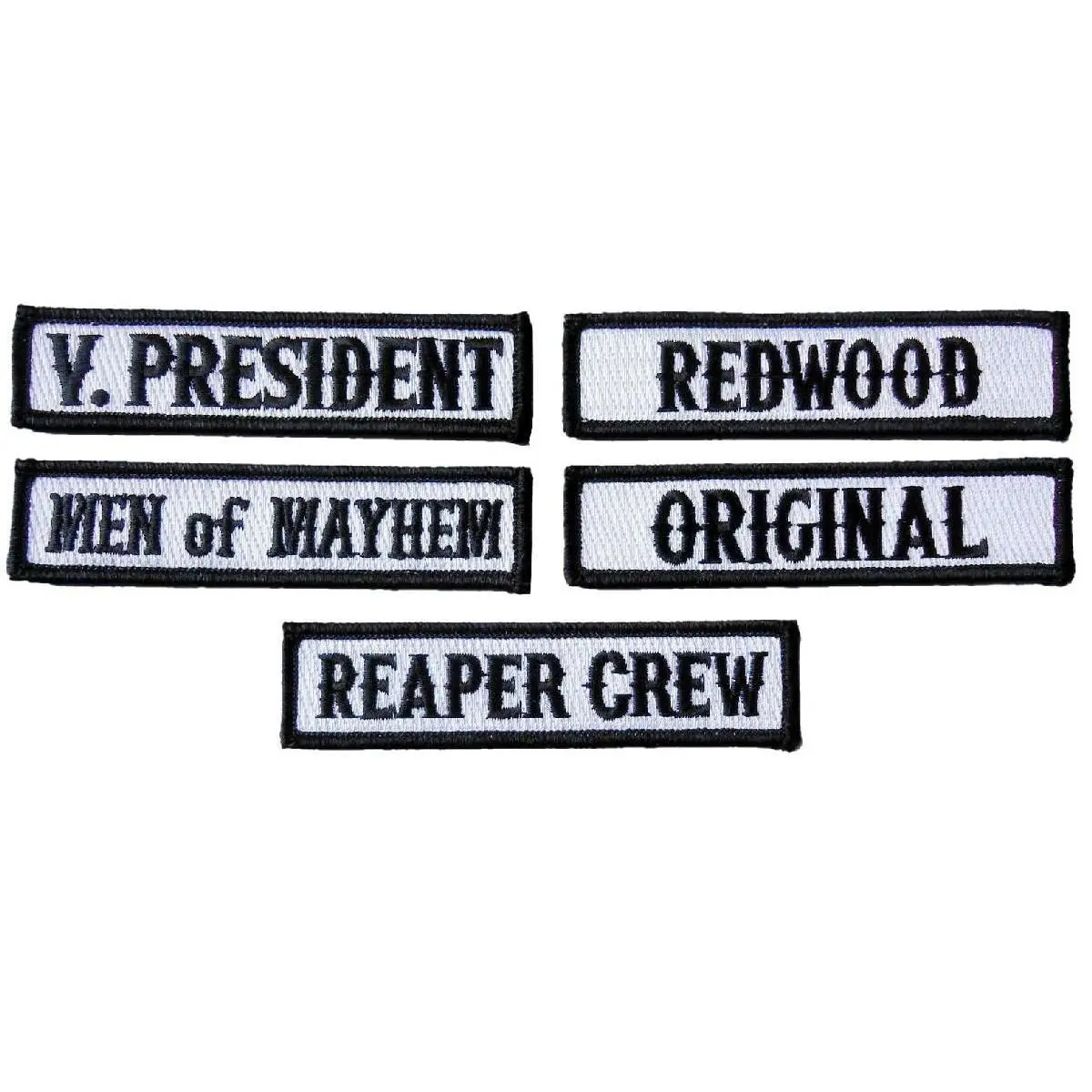 Reaper Crew Outlaw Anarchy Biker Vest Jacket Officer Title 5pc Patch Set
