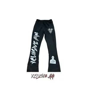 White & Black-Flare Sweatpants