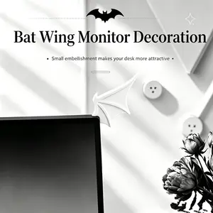 Bat Wings for TV & Monitor - Gothic Home Theater Decor, Spooky Living Room Ornament, Removable Screen Wings for Gaming Setup & Car Display (1 Pair)