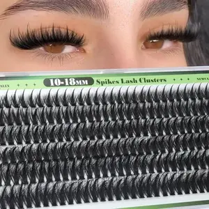 Lash Clusters with Spikes Manga Eyelash Clusters Fluffy Cluster Eyelash Extensions Spiky10-18MM D-curly Wispy Cluster Lashes Volume Eye Lash Clusters Soft Individuals Lashes by Newcally