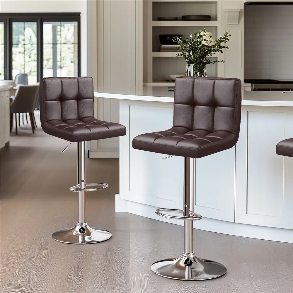 Costoffs Armless Barstools (2/4-Piece) - 360° Swivel Adjustable Height Desk Barstools with PU Leather Foam Cushion, Footrest, Enlarged Anti-Slip Base, Easy-to-Clean Design, Barstool, 360 Rotational Barstools