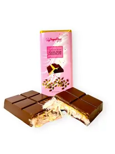 Large Milk Angel Hair Luxury Chocolate Pistachio Filled Bar - Viral Milk Chocolate With Cotton Candy And Pistachio Cream - 5.8 oz Sweet Dessert