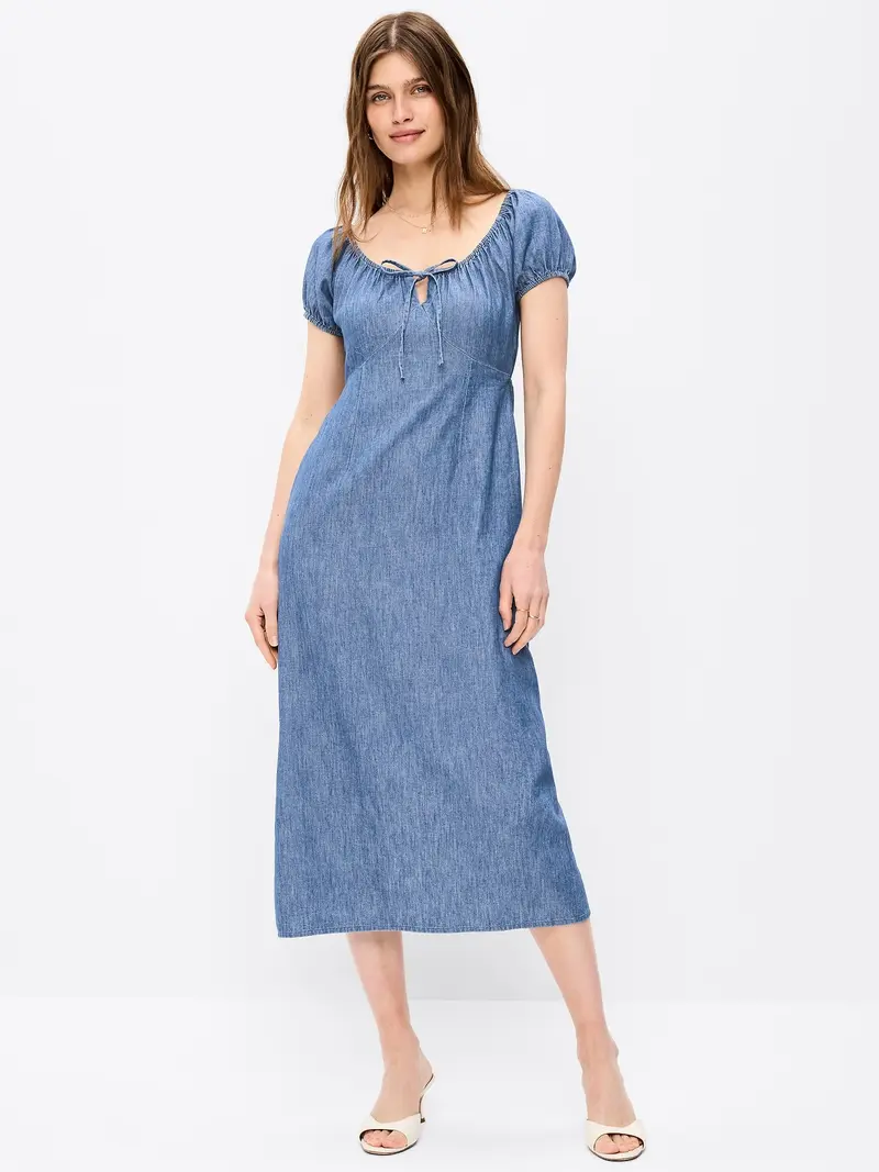 white midi dress with embroidered flowers Petal Script Midi Dress– Teuta Matoshi