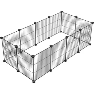 Small Animal Pet Playpen, Guinea Pig Cages, Rabbit Playpen, Dog/ Puppy Playpen, Indoor Portable Metal Wire Yard Fence, 15 X 12 Inch, 12 Panels, Black