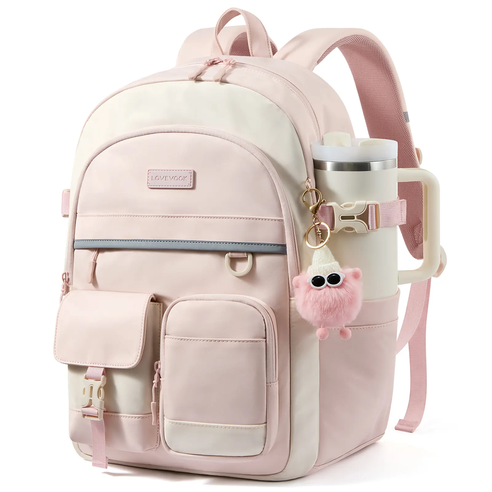 LOVEVOOK School Backpack for Teen Girls, Student Backpack Purse for 8-16 Teenage, Cute Kid Bookbag with Large Cup Holder, Back to School Backpacks Fit 15.6 Inch Laptop, Large College Travel Bag Gift
