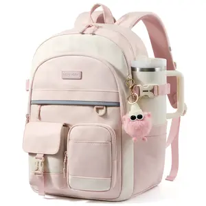 LOVEVOOK School Backpack for Teen Girls, Student Backpack Purse for 8-16 Teenage, Cute Kid Bookbag with Large Cup Holder, Back to School Backpacks Fit 15.6 Inch Laptop, Large College Travel Bag Gift