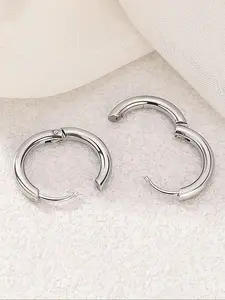 Minimalist Stainless Steel Hoop Earrings, Fashionable Earrings for Women & Men, Trendy All-match & Exquisite Jewelry for Birthday Gift, High Quality Earrings