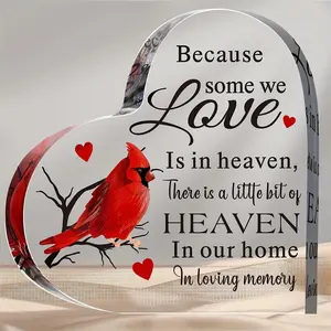 Acrylic Heart Shaped Ornament, Heart Shaped Desktop Ornament, Acrylic Desktop Decoration, Sympathy Gifts Memorial Bereavement Gifts, Commemorative Decorative Gift